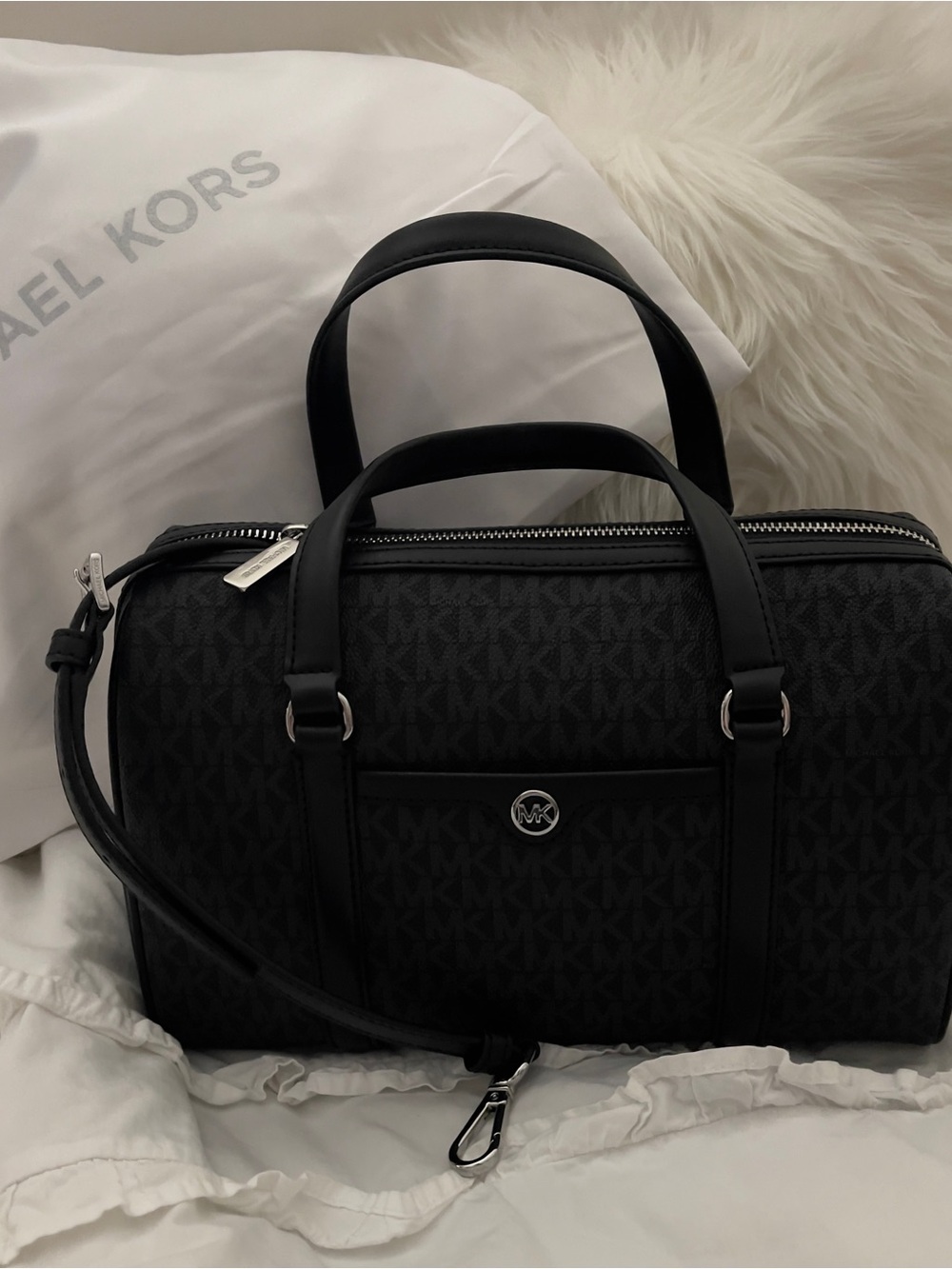 Michael Kors Black MK Logo Duffel Bag